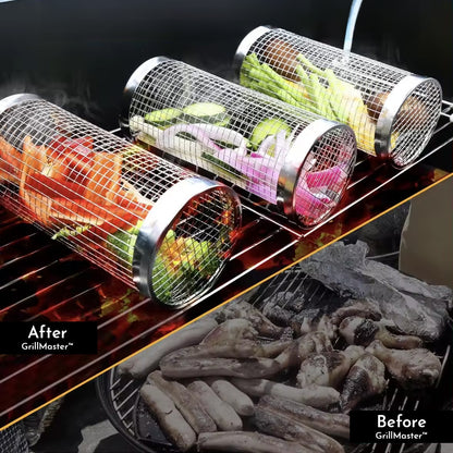 GrillMaster™ Rolling Grill Basket